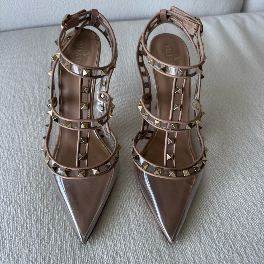 Valentino Gold Rockstud and transparent pumps - Picture 2 of 10